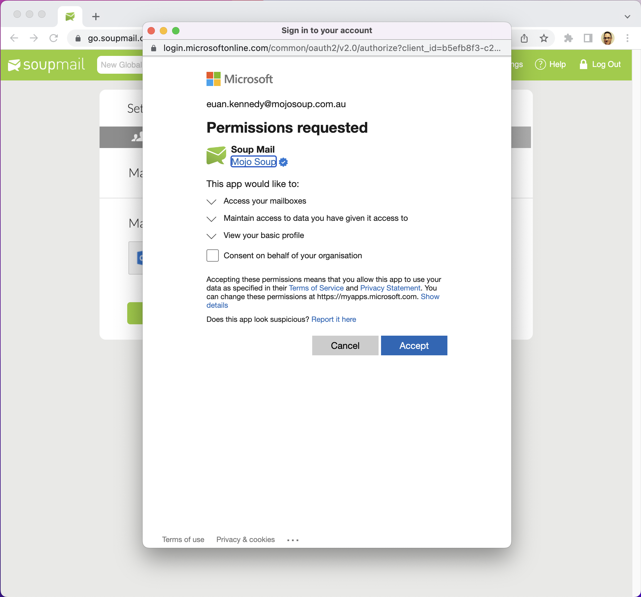Connecting your mailbox to Soup Mail Microsoft 365 Mojo Soup Support